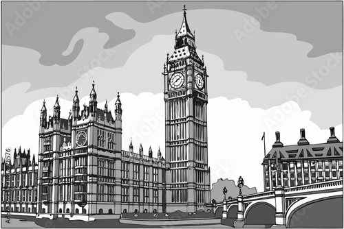 Big Ben Clock Tower Icon – Famous British Landmark Representing Time, History, and London City
