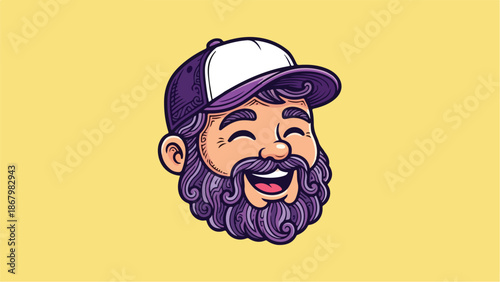 Happy man with a beard and a cap smiling widely.