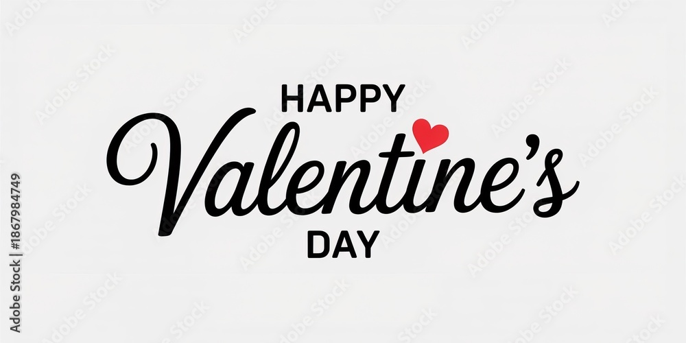 Fototapeta premium Happy valentine's day calligraphy text with red heart isolated on white background