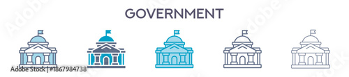 Government Element For Design Graphic - Multi Styles. Vector Illustration Of Two Colored And Black. Multiple Icons Designs Can Be Used For Mobile, Ui, Web 


