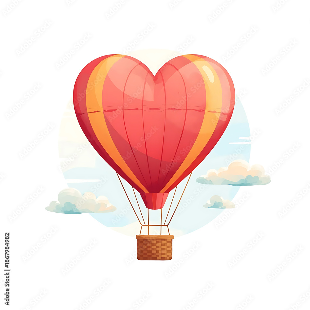 Fototapeta premium Heart-shaped hot air balloon floating