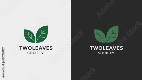 Two of Two Leaves Society on White and Black Backgrounds green text