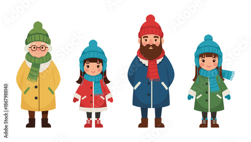 Family enjoying winter activities Vector