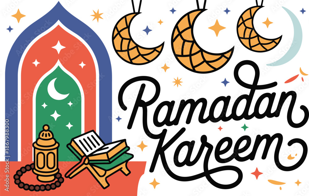 Obraz premium Celebrating ramadan kareem with traditional islamic elements and decorations Vector illustration