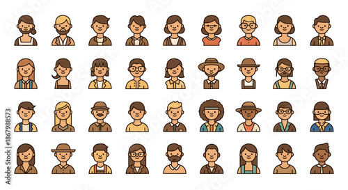 Collection of diverse people portraits showcasing various expressions and appearances.