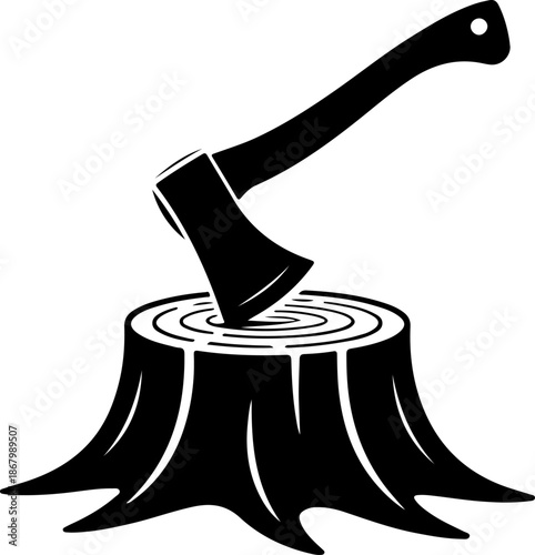 Axe in Tree Stump silhouette vector illustration