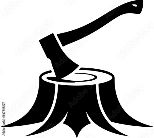 Axe in Tree Stump silhouette vector illustration