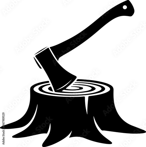 Axe in Tree Stump silhouette vector illustration
