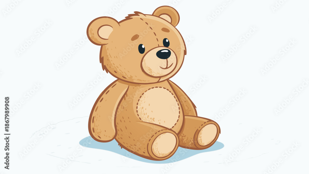 Fototapeta premium Cute teddy bear sitting with sweet expression on face