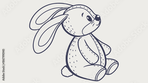 Cute cartoon bunny with long ears sitting on floor