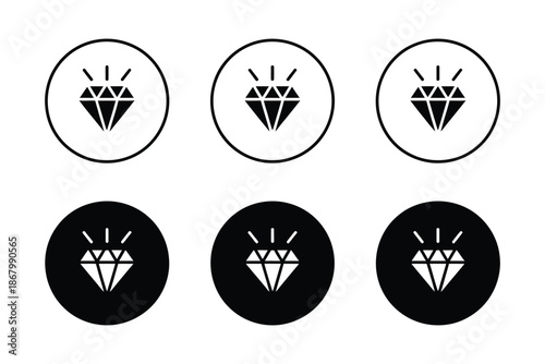 Diamond icon vector for web, computer and mobile app, clean minimal design suitable for jewelry, luxury, digital interfaces, ui elements, app icons and modern vector graphics projects.