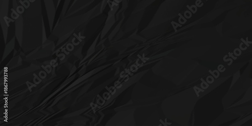 Abstract black parchment wrapping crumpled paper texture. creased page wrinkle retro rough distressed damage paper texture background.