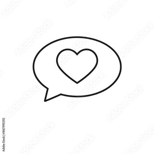 Simple heart icon in speech bubble for love messages  