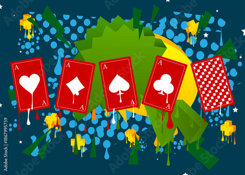 Poker Playing Card graffiti. Abstract modern street art decoration performed in urban painting style.