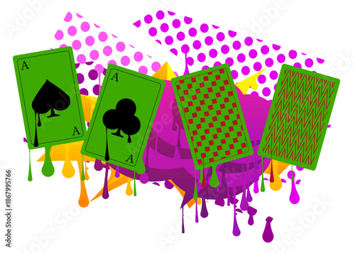 Poker Playing Card graffiti. Abstract modern street art decoration performed in urban painting style.