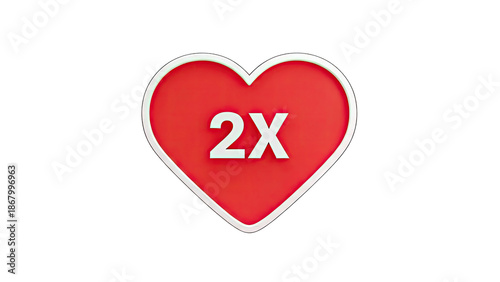 Heart with 2X symbol on white background