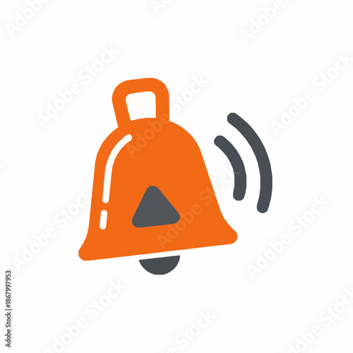 Abstract notification bell symbol vector illustration with flat modern alert design isolated on white
