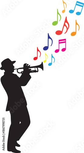 Jazz musician playing trumpet Vector
