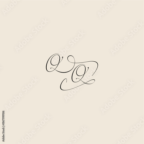 monogram elegant concept logo initial royal design QQ minimalist style curve letter