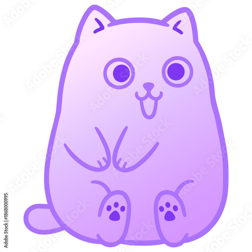 Cute Pastel Cat Character with Big Eyes, Kawaii Cartoon Style