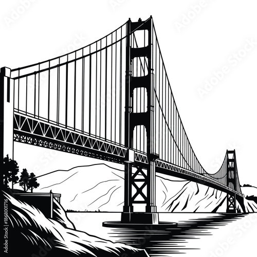 Golden gate bridge san francisco california landscape illustration