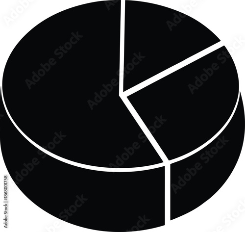 Black pie chart silhouette with white dividing lines