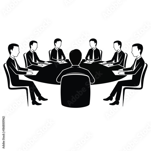 Businessmen sitting around a conference table in a meeting