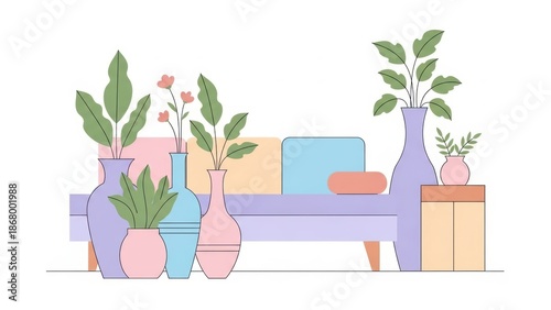 Serene Pastel Interior Decor Vector