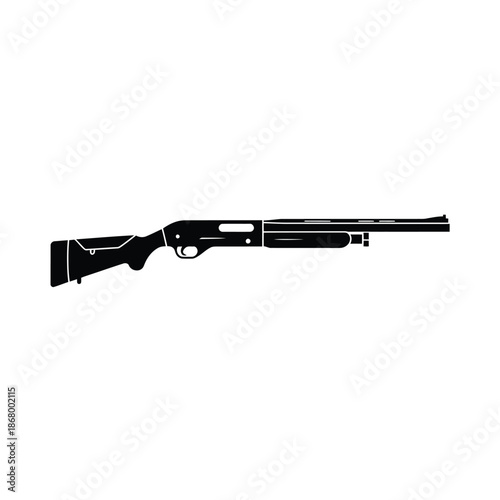 Black semi automatic shotgun on a white background