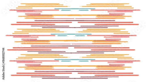 A colorful vector graphic illustration of horizontal lines in various colors and lengths on a white background
