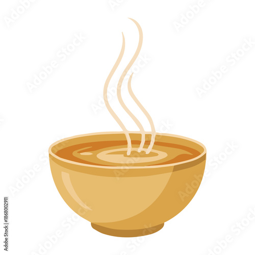 Steaming bowl of coffee or tea in warm golden tones