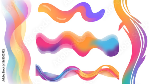 A colorful vector graphic illustration of wavy lines in a modern flat design style