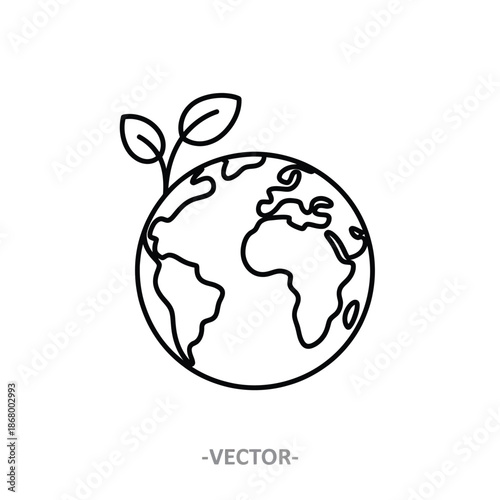 Earth with green leaves growing out symbolizing nature and ecology