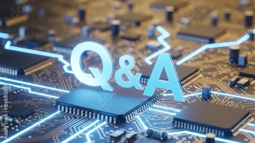 Modern Q&A Symbol On Circuit Board Background