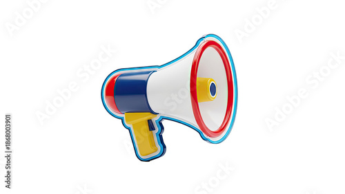 3D Megaphone Icon on White Background