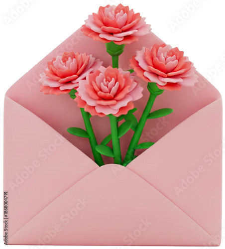 envelope with rose