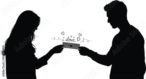 A romantic couple exchanging a love letter in a tender moment