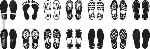 Massive Collection of Human Footprint and Shoe Track Silhouettes - Diverse Walking Path Elements for Large Scale Graphic Design Projects