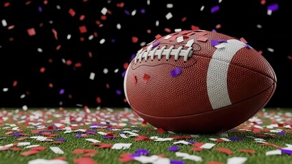 American Football with Confetti - Game, Celebration, Championship, Super Bowl Background