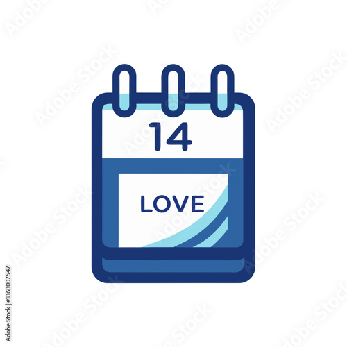 Calendar displaying the 14th with love message