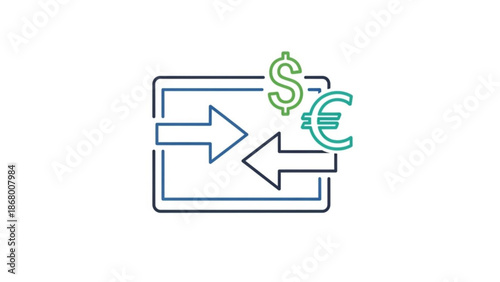 Currency exchange concept with dollar and euro symbols