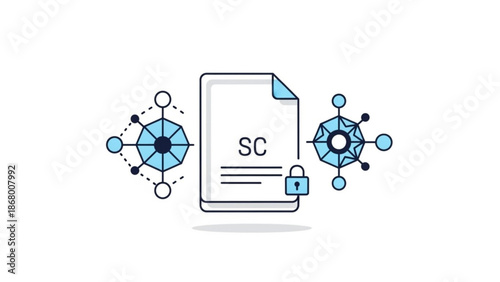 Secure document with padlock and network connections for data protection