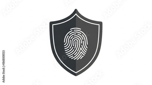Digital Security Fortress: A symbol of robust digital security featuring a fingerprint within a shield, representing a strong defense against cyber threats and a commitment to data protection.