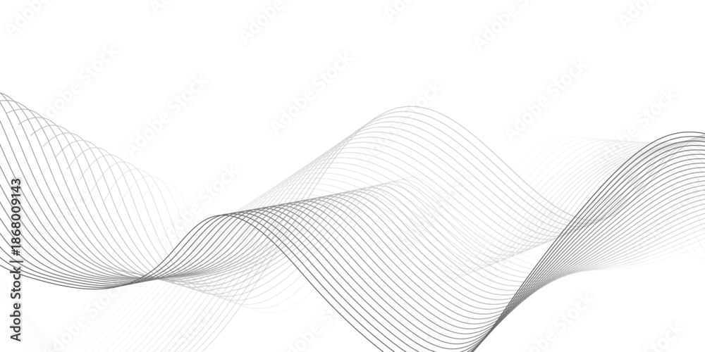 Fototapeta premium gray wave curve lines banner background design. Digital frequency track equalizer. Stylized line art background. modern soft luxury texture with smooth and clean vector subtle background illustration