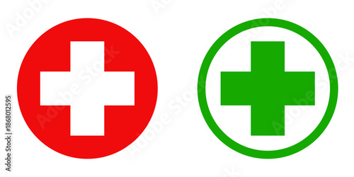 Red and green medical cross sign symbols vector illustration