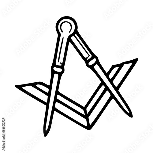 freemasonry symbol square and compasses vector illustration