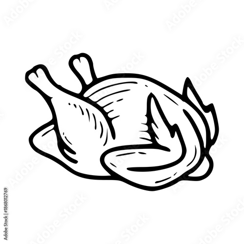 monochrome doodle style thanksgiving meal