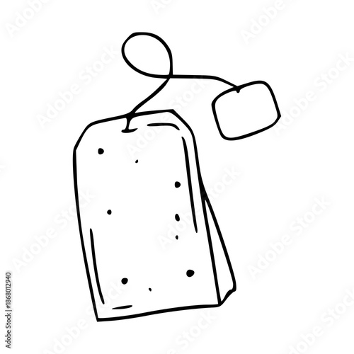 tea bag vector illustration in minimalist line art style