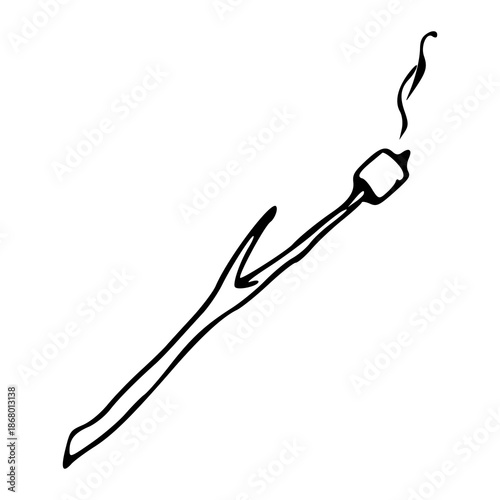 toasted marshmallow on stick outline