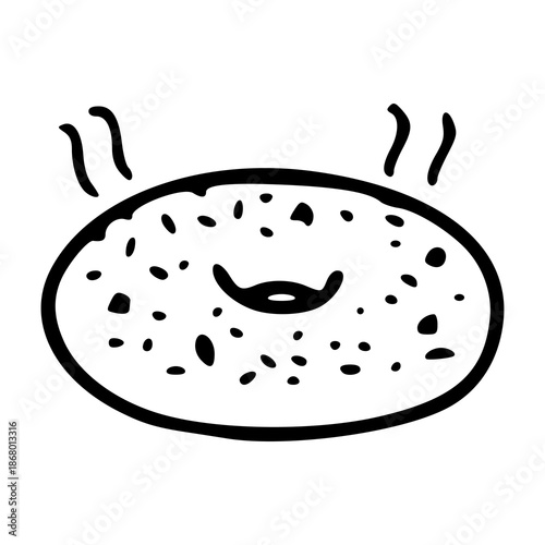 warm freshly baked bagel doodle illustration